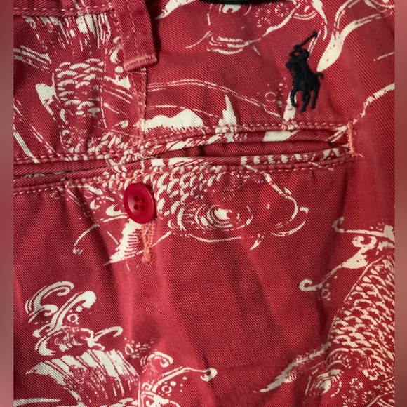 Men’s Ralph Lauren Red Koi Fish Shorts Relaxed Fit Size 38 100% Cotton - Picture 7 of 10